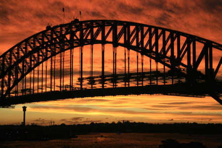 Sydney Harbour Bridge Silhouette at Sunsetの写真素材