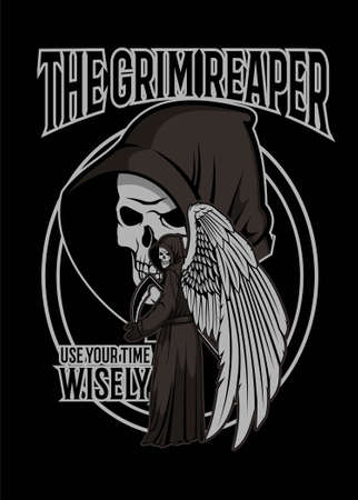 Vector illustration of skull grim reaper for t shirtのイラスト素材