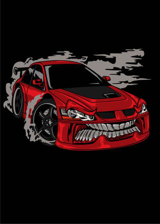 RED MOSTER DRIFT CARのイラスト素材