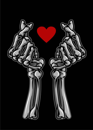 vector illustration of LOVE HAND SKULL SYMBOL, this image is very great for t-shirts, stickers, posters, and anything you want. this design is available in the form of files, CDのイラスト素材