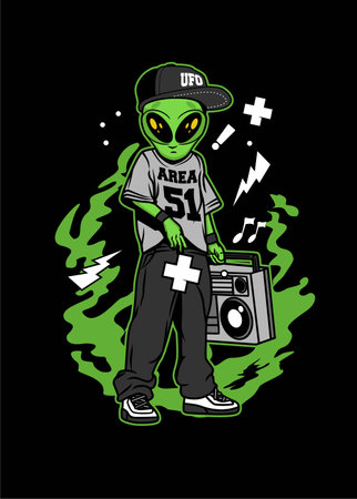 NEW vector illustration ALIEN AREA 51 CARTOON, this image is very great for t-shirts, stickers, posters, and anything you want. this design is available in the form of filesのイラスト素材