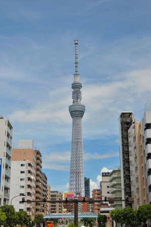 Asakusa, Tokyo, Japan - 8th July 2018 : View of the highest tower in the world, the Skytree in Sumida, Tokyo - Japanのeditorial素材