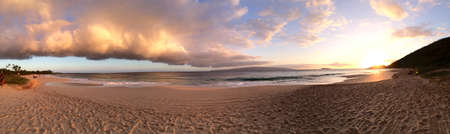 Beautiful panoramic view during sunset of Big Beach on the Island of Maui in Hawaii, USAの写真素材