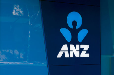 Brisbane, Queensland, Australia - 30th December 2019 : View of the illuminated ANZ (Australia and...