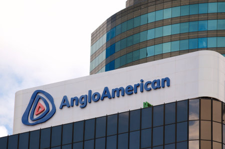 Brisbane, Queensland, Australia - 26th January 2020 : View of the Anglo American sign hanging on the...