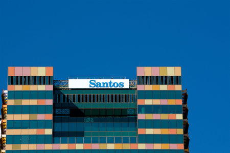 Brisbane, Queensland, Australia - 15th January 2020 : View of the Santos Place building in Brisbane....