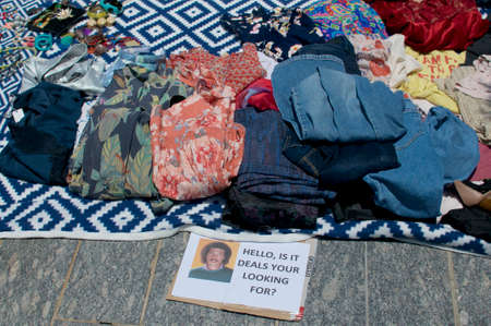Brisbane, Queensland, Australia - 15th December 2019 : Typical suitcase rummage market held in the city of Brisbane in Australiaのeditorial素材