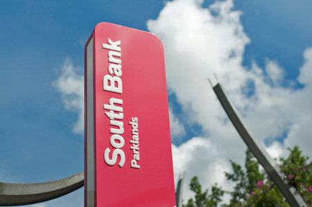 Brisbane, Queensland, Australia - 4th March 2020 : Close up of the South Bank parklands sign located in Brisbane, Australiaのeditorial素材