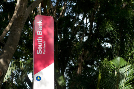 Brisbane, Queensland, Australia - 4th March 2020 : Close up of the South Bank parklands sign located in Brisbane, Australiaのeditorial素材