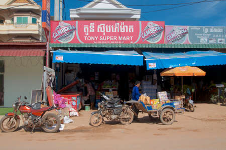 Otres Beach, Sihanoukville, Cambodia - 30th December 2018 : View of a typical cambodian grocery shop located in the village of Otres Beach near Sihanoukvilleのeditorial素材