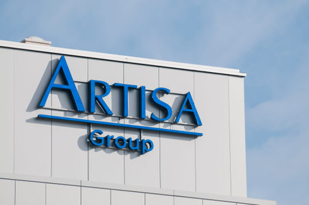 Manno, Ticino, Switzerland - 24th October 2020 : Logo of the Artisa Group on the office building in...