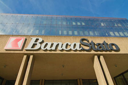 Bellinzona, Switzerland - 31st October 2020 : BancaStato bank or Banca dello Stato del Cantone Ticino is a Swiss cantonal bank which is part of the 24 cantonal banks serving Switzerland's 26 cantonsのeditorial素材