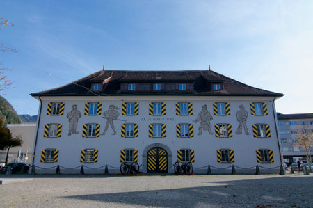 Altdorf, Uri, Switzerlad - 25th October 2020 : View of the historical Zeughaus building locatd in Altdorf, Switzerlandのeditorial素材