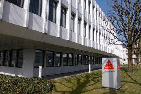 Zug, Switzerland - 26th February 2021 : Sika AG Headquarters in Zug, Switzerland.Sika AG is a Swiss multinational specialty chemical company that supplies to the building sectorのeditorial素材