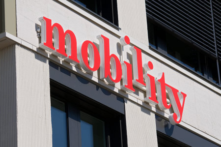 Rotkreuz, Zug, Switzerland - 28th March 2021 : Mobility Carsharing company sign hanging on a...