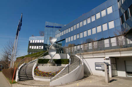 Schindellegi, Zurich, Switzerland - 28th March 2021 : Kuehne + Nagel International headquarters building in Schindelleggi. Kuehne + Nagel International is a global transport and logistics companyのeditorial素材