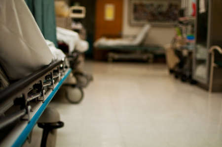 Hallway beds in a hospital ERの写真素材
