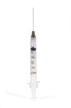 empty syringe isolated on white backgroundの写真素材