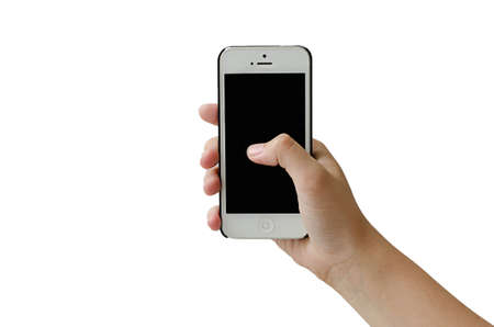 Hand holding and Touch on Smart phoneの写真素材