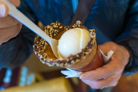 Milk flavored ice cream in cone