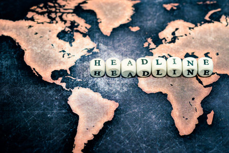 HEADLINE on grunge world map