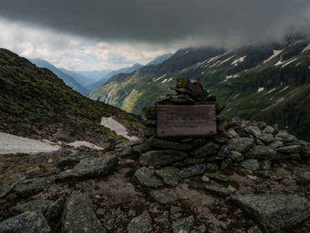 Scenic view to the Alpine valley on the way across Kalser Tauern near small and nice city Kals, Austria, Europe. National park Hohe Tauern. Favourite destination for family holidays in heart of Alps.の写真素材