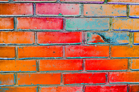 Rainbow style old brick  wall background texture