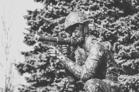 CHASOV YAR, UKRAINE - MARCH 9, 2017: Part of the monument to the soldiers-afghans in the center of the city.のeditorial素材