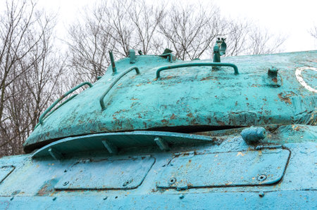 KONSTANTINOVKA, UKRAINE - MARCH 3, 2017: Part pf the monument-tank IS-3M on the pedestal in Konstantinovkaのeditorial素材