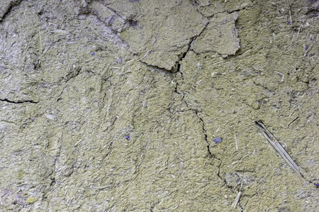 Texture of an old wall of an old house made of clay and straw