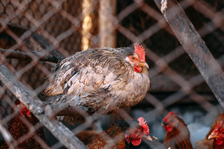 Chickens on the farm. Toned, style, color photo
