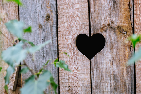Heart in a wooden board.の写真素材