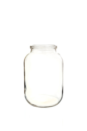 Empty glass jar on white background.の写真素材