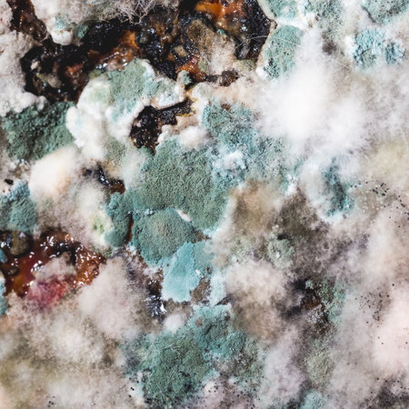 Pumpkin covered with mold and fungus. Texture background for designers.の写真素材