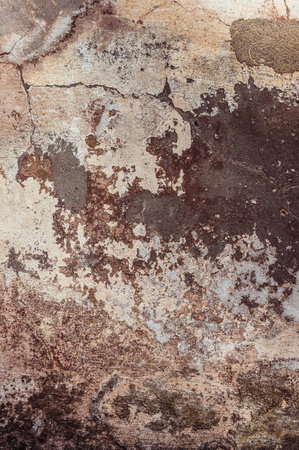 Cracked and peeling paint old wall background. Classic grunge textureの写真素材