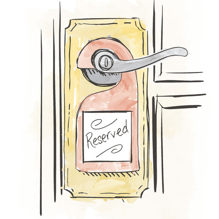 Hand Drawn Reserved! Sign on a Doctor's Office Hardwood, Plastic, or Upscale Door.  Sick and Dying Patients can Get Help at this Doctor's Officeのイラスト素材