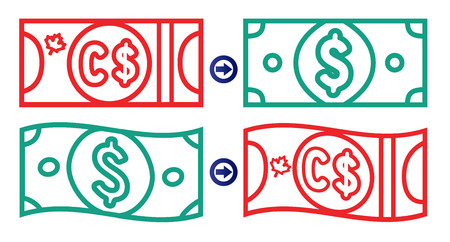 Canadian and American Dollar Exchangeのイラスト素材