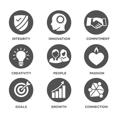 Company Core Values Solid Icons for Websites or Infographicsのイラスト素材
