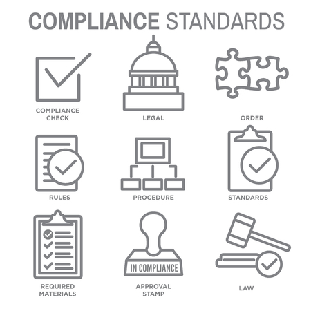 In Compliance Icon Set - Outline with Legal and Proceduralのイラスト素材