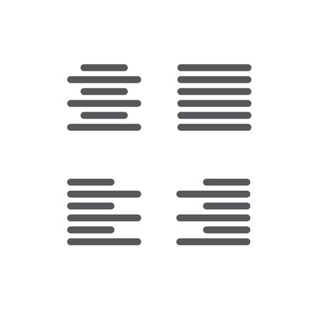 Justified type icon - left justified, right justified, full, and centered icon setのイラスト素材
