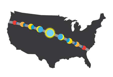 Total Solar Eclipse Icon August 21, 2017 - route map wayのイラスト素材