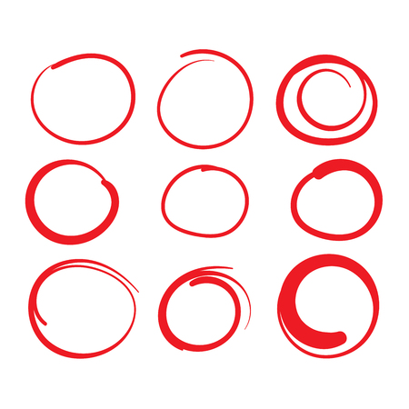 Red Circle Grading Marks with Swoosh Feel - Marking up  the Papersのイラスト素材