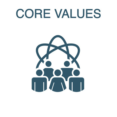 Core Values Solid Icon w person and collaborating / thinking ideasのイラスト素材