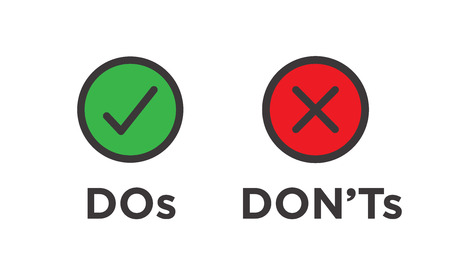 Do and Don't or Good and Bad Icons w Positive and Negative Symbolsのイラスト素材