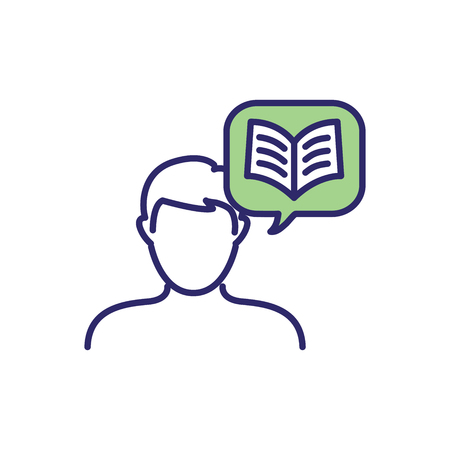Storytelling Icon with Photo, Speech Bubbles, and person telling a brand - advertising storyのイラスト素材