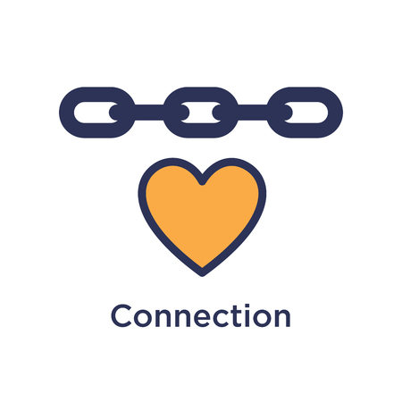 Team Building, Teamwork, and Connectivity Icon Set w Heart and Chainのイラスト素材