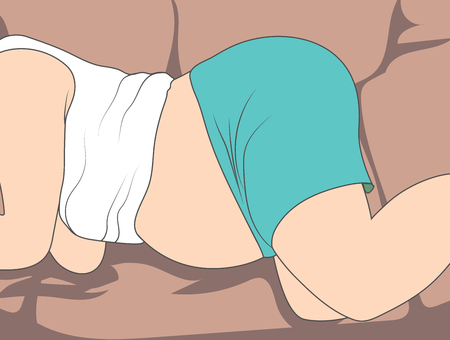 Pregnant Woman Lying on her Left Side, pregnancy left sleepingのイラスト素材