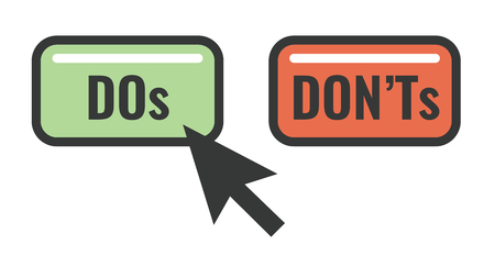 Do's and Don't or Good and Bad Icons with Positive and Negative Symbolsのイラスト素材