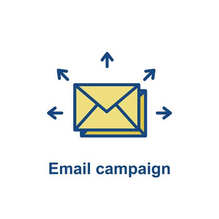 Email marketing campaigns icon w  envelope being sent to multiple recipientsのイラスト素材