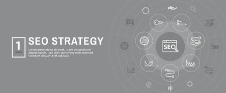 SEO Strategy - Search engine optimization concept, including keywords, etcのイラスト素材